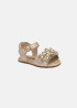 Sandalia dorada con flores BB