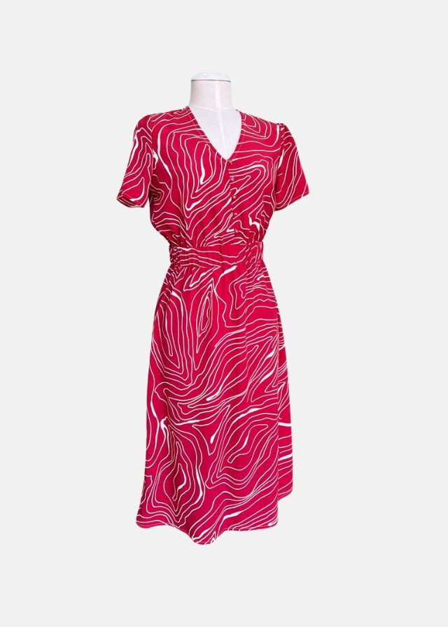 Vestido de gasa satinada estampada