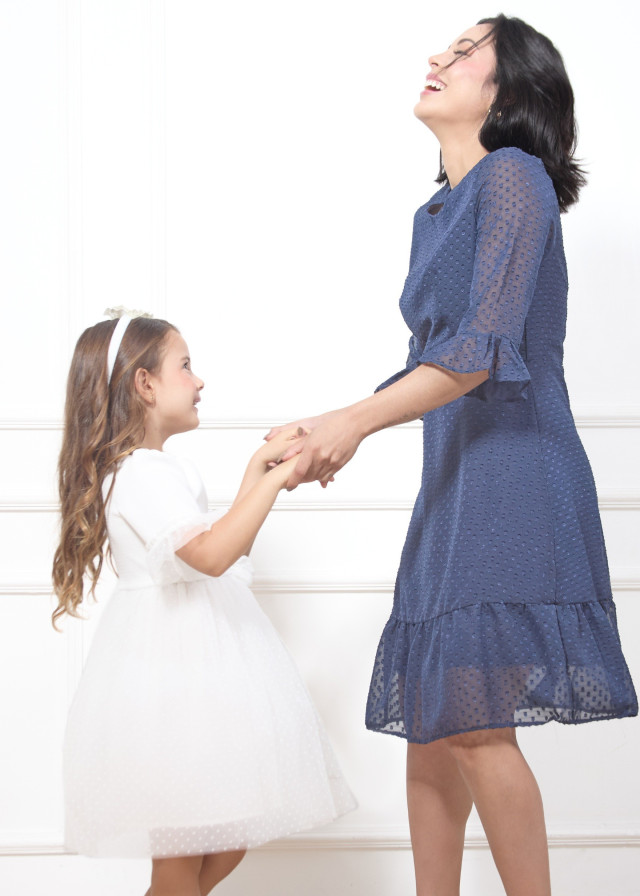 Vestido Gasa navy C/forro