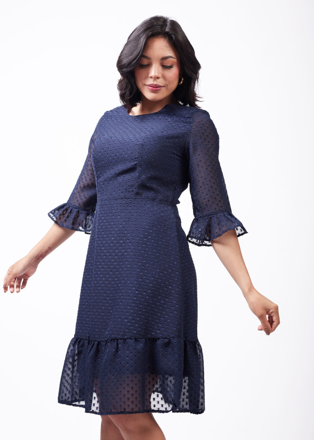 Vestido Gasa navy C/forro