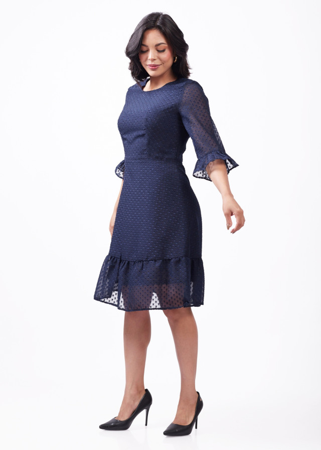 Vestido Gasa navy C/forro