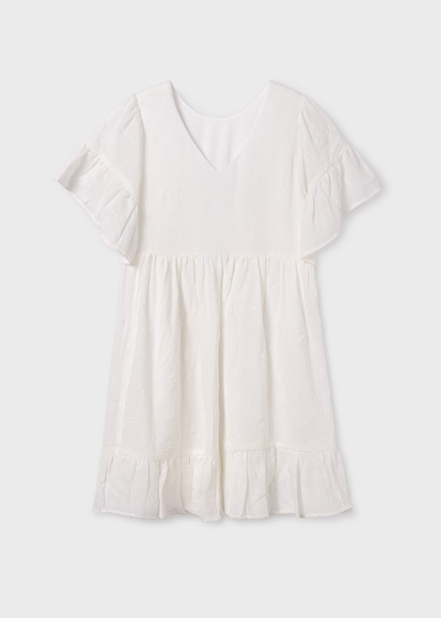 Vestido teen puff print crudo