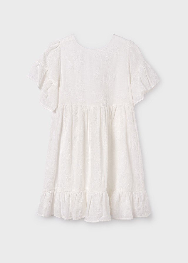 Vestido teen puff print crudo