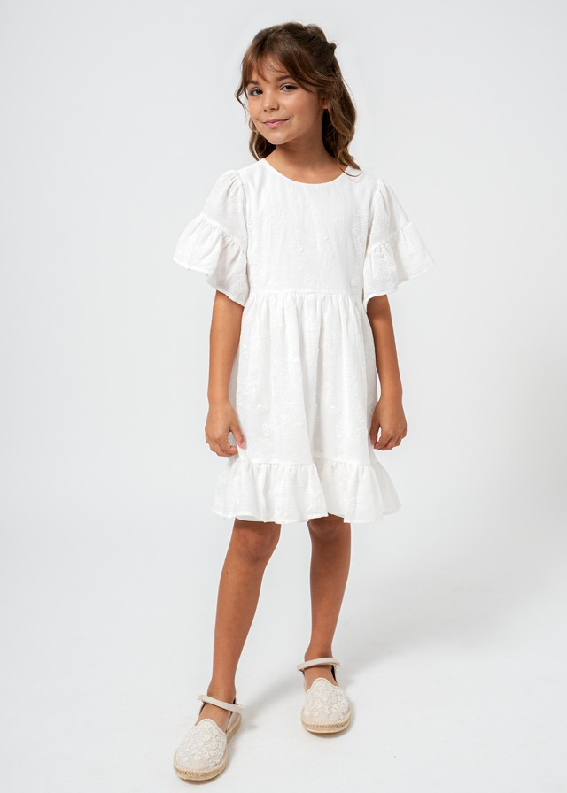 Vestido teen puff print crudo