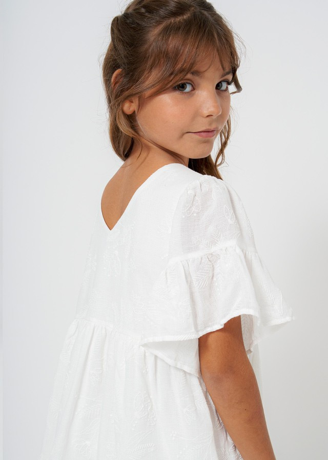 Vestido teen puff print crudo