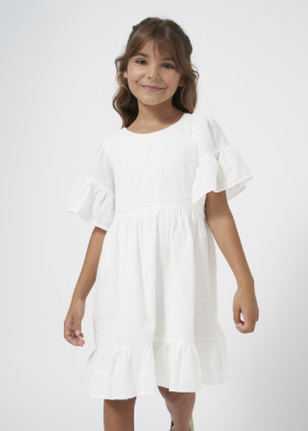 Vestido teen puff print crudo