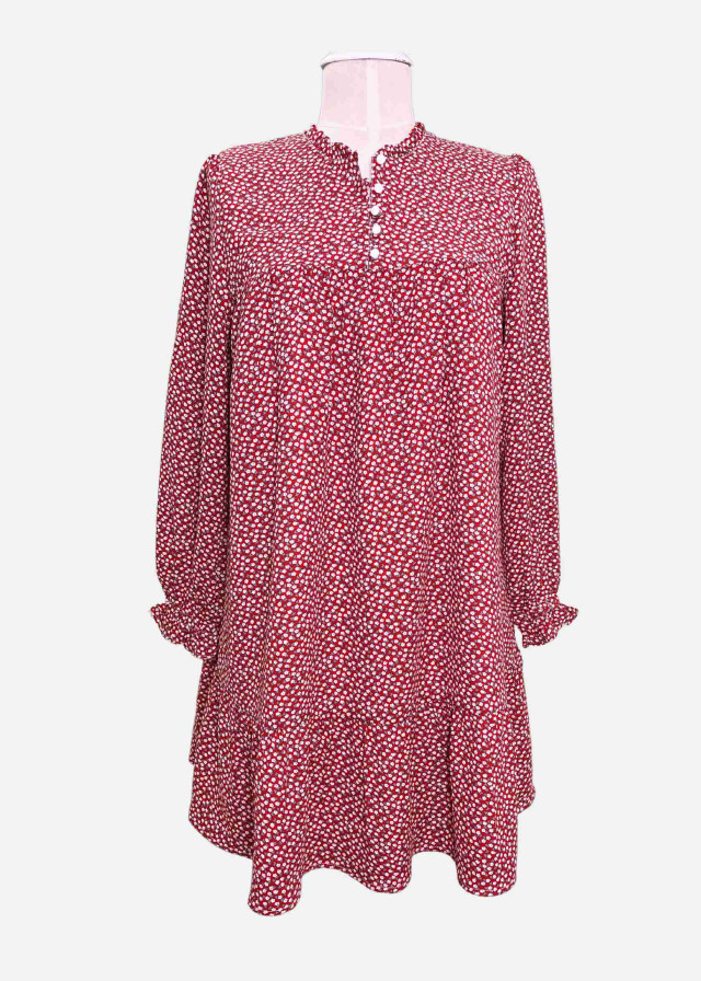 Vestido Aurora mujer de gasa forrado rojo