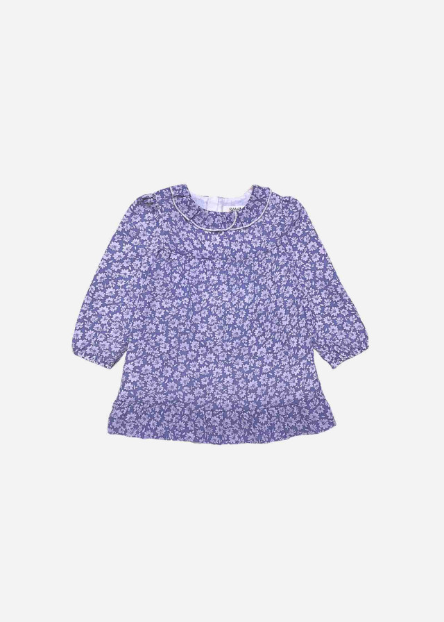 Vestido Aurorita bebé de gasa forrado lavanda