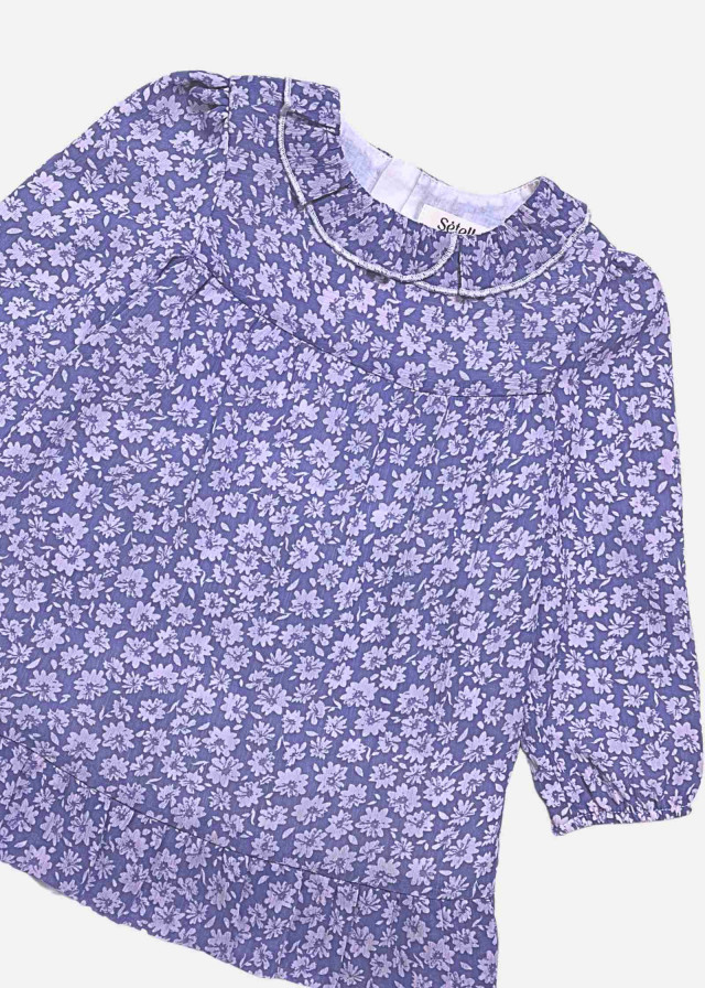 Vestido Aurorita bebé de gasa forrado lavanda