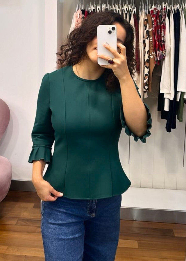 Blusa Alina peplum verde botella
