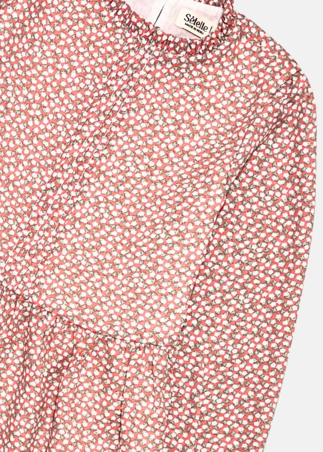 Vestido melón de flores forrado en nansú