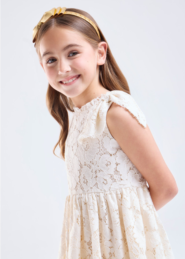 Vestido de encaje perla forrado