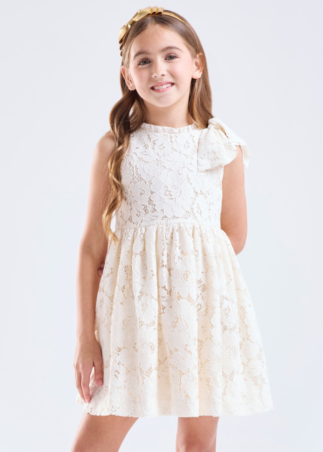 Vestido de encaje perla forrado