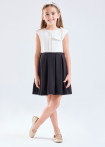 Vestido de corpiño perla y falda negra
