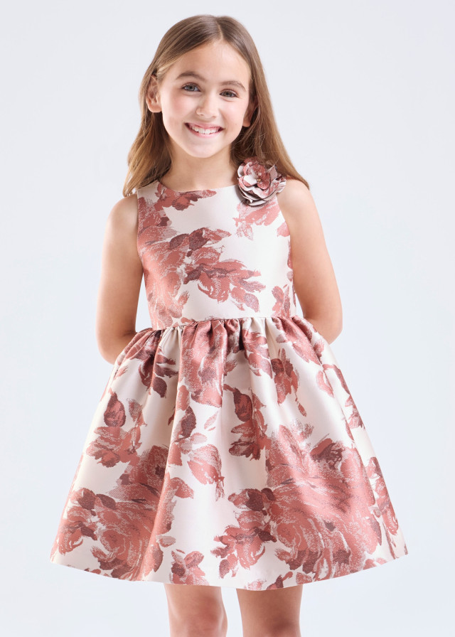 Vestido en brocado de rosas