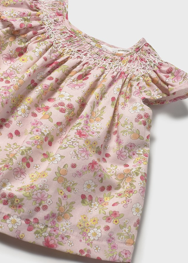 Vestido de bebé niña estampado rosa | Mayoral