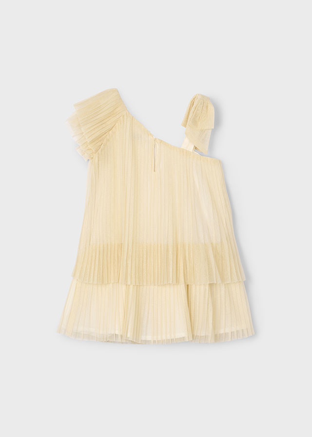 Vestido de niña plisado champagne | Mayoral
