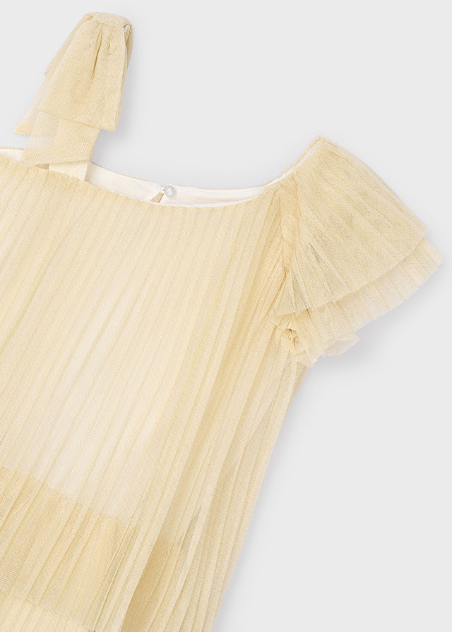 Vestido de niña plisado champagne | Mayoral