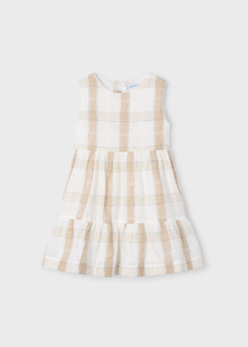 Vestido de niña cuadros de lino | Mayoral