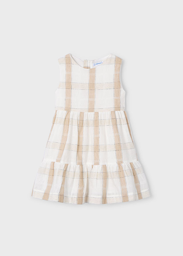 Vestido de niña cuadros de lino | Mayoral