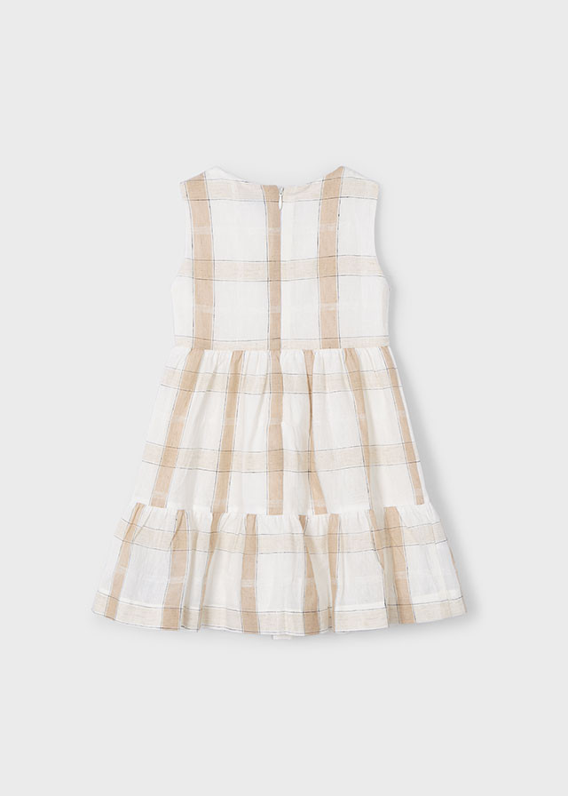 Vestido de niña cuadros de lino | Mayoral