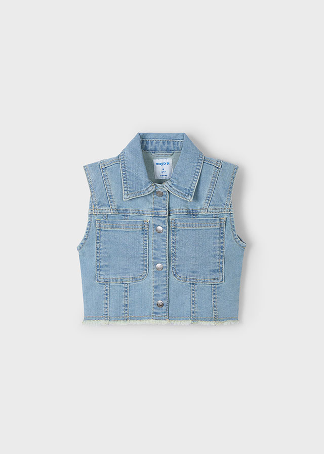 Chaleco de niña denim claro | Mayoral