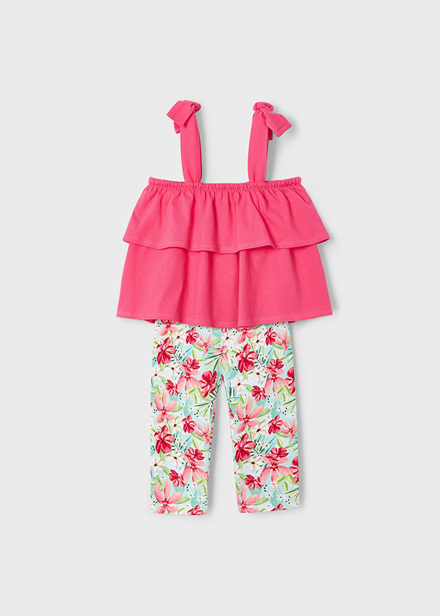 Conjunto de niña blusa-leggings peonia | Mayoral