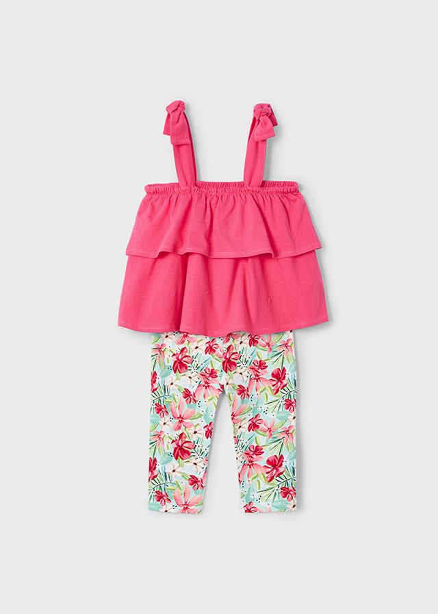 Conjunto de niña blusa-leggings peonia | Mayoral