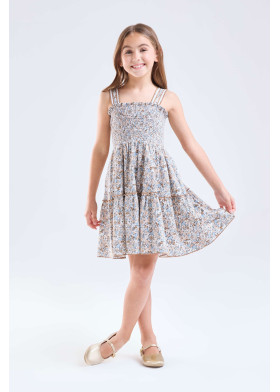 Vestido corpiño elasticado de niña | Sètelle