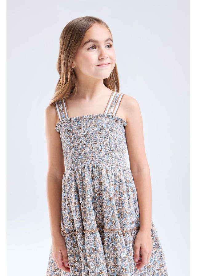 Vestido corpiño elasticado de niña | Sètelle