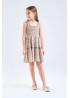 Vestido corpiño elasticado beige y azul niña | Sètelle