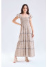 Vestido mujer  largo beige y azul 4 tiempos | Sètelle