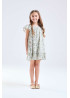 Vestido flores verde forrado de niña | Sètelle
