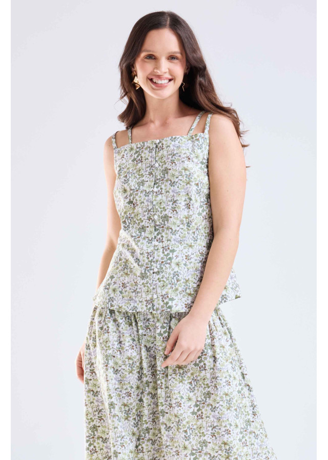 Blusa de mujer de tirantes verde  | Sètelle