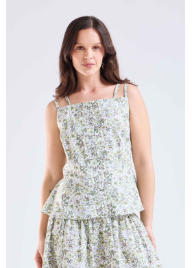 Blusa de mujer de tirantes verde  | Sètelle