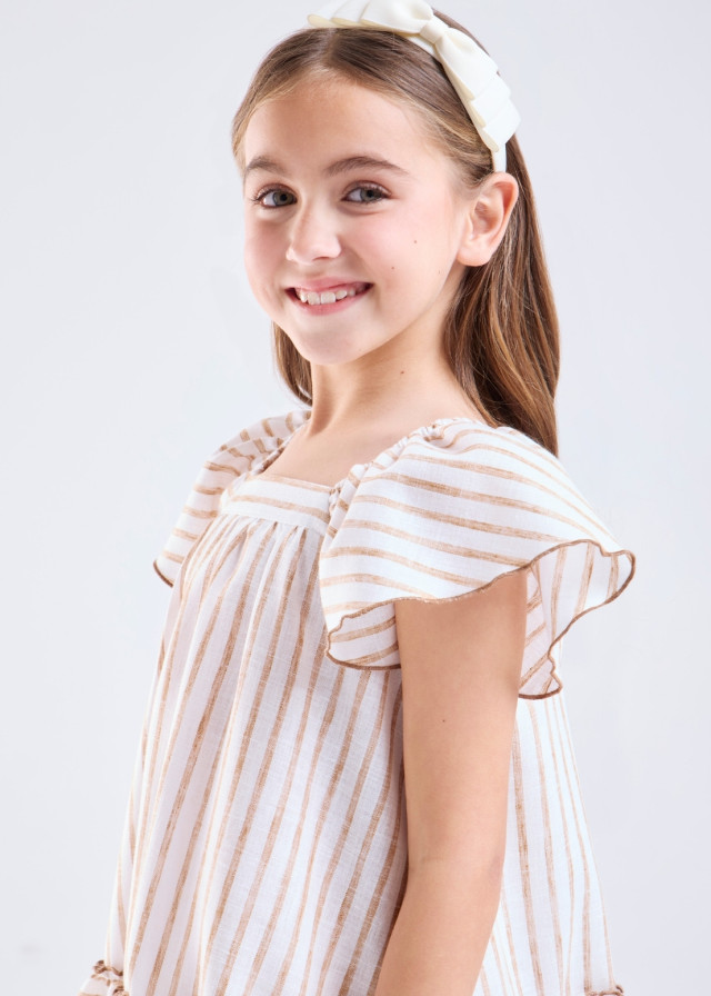 Vestido a rayas beige de niña | Sètelle