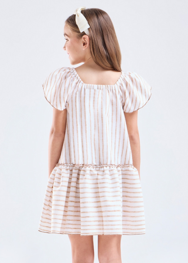Vestido a rayas beige de niña | Sètelle