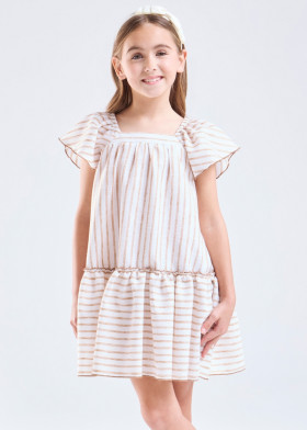 Vestido a rayas beige de niña | Sètelle