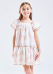 Vestido  niña a rayas beige de lino