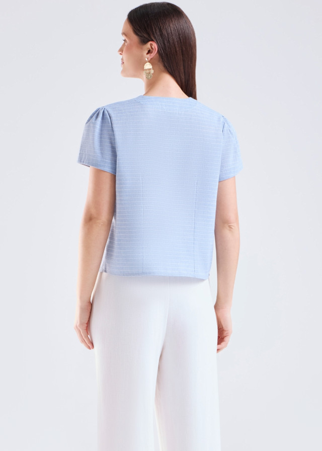 Blusa mujer listada en celeste  | Sètelle