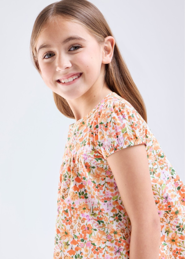 Blusa manga corta canesú algodón niña | Sètelle