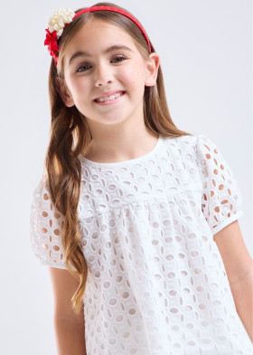 Blusa de broderíe en algodón forrada niña | Sètelle