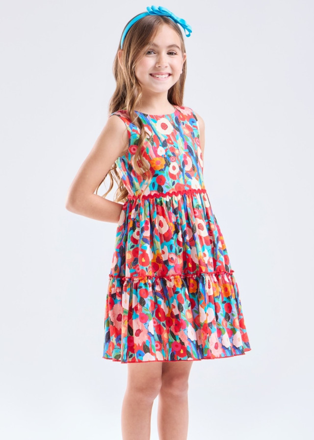 Vestido manga cero 100% algodón niña | Sètelle