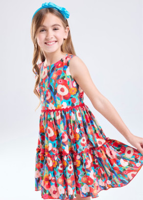 Vestido manga cero 100% algodón niña | Sètelle