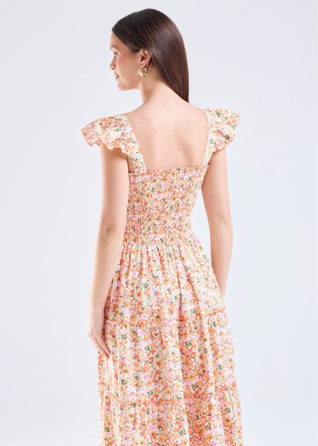 Vestido mujer largo naranja 4 tiempos | Sètelle
