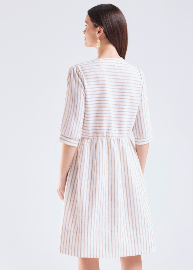 Vestido de mujer listado en beige | Sètelle