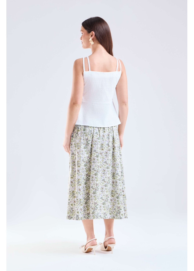 Blusa mujer de tirantes broderie blanco  | Sètelle