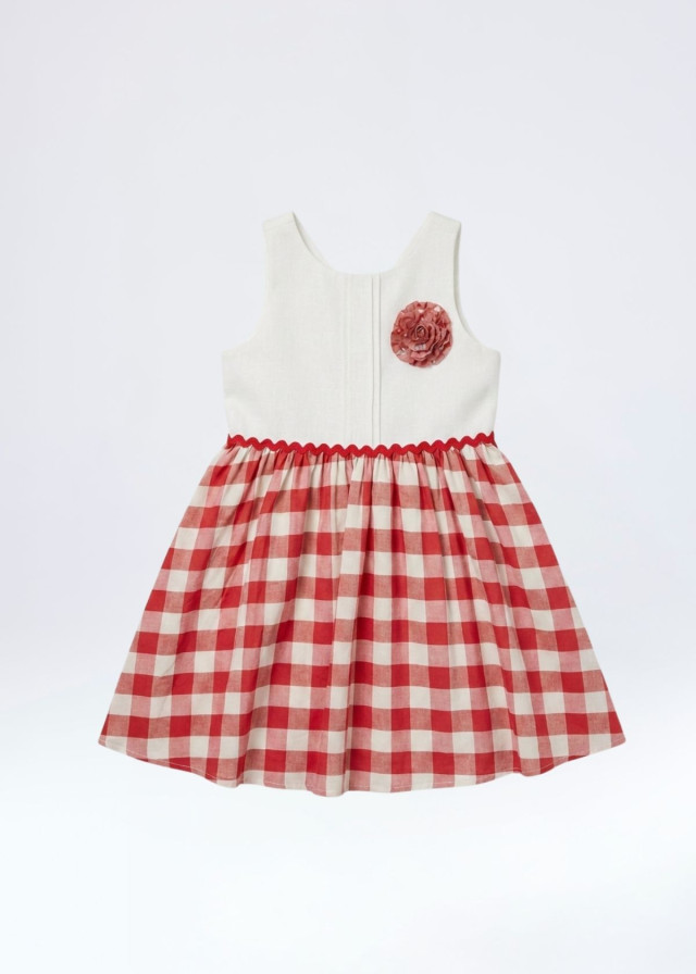 Vestido niña vichy rojo