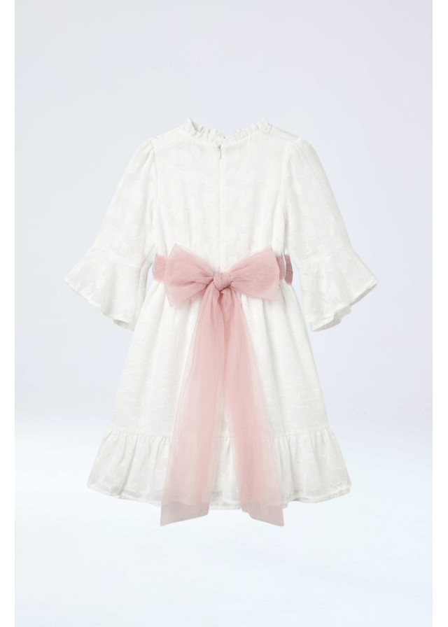 Vestido primera comunión con lazo palo rosa