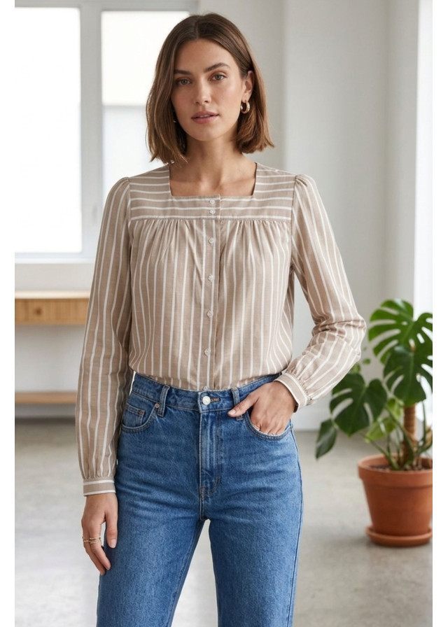 Blusa Listada en algodón para mujer